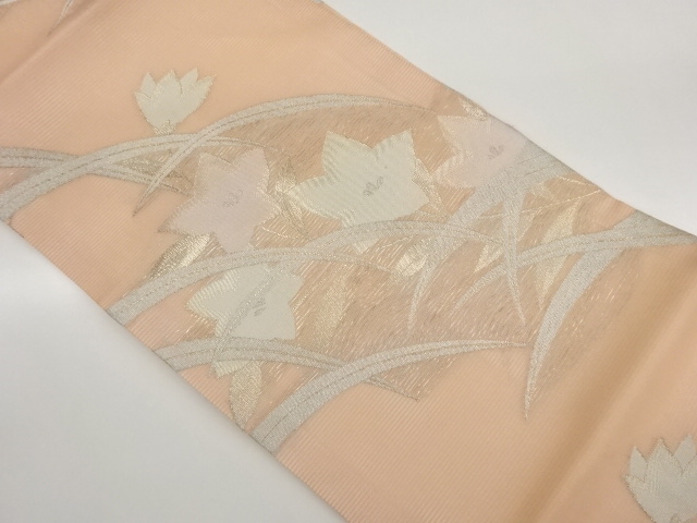 絽桔梗に芝模様織出し名古屋帯